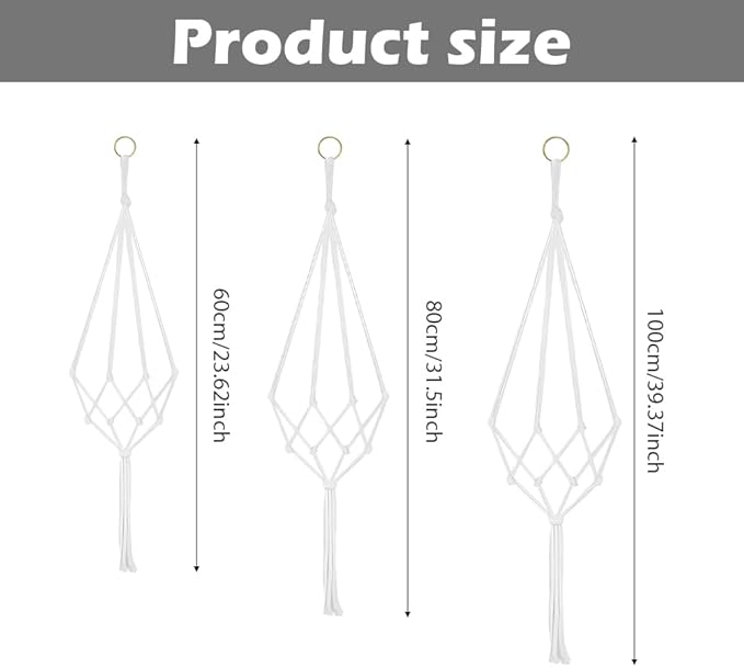 6 Pack Macrame Hanging Planter Holder 3 Sizes Indoor Hanging Planter Basket,Hanging Planter Basket Rope Holder Bohemian Hanging Planter for Home Bedroom Window Farmhouse Decor