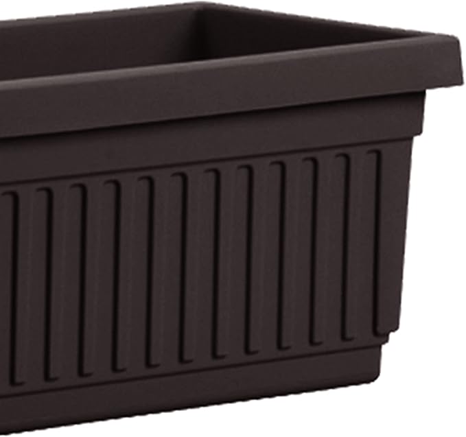 HC Companies 24 Inch Long Fluted Plastic Venetian Garden Window Container Planter Box for Flowers, Vegetables, or Succulents, Black (4 Pack)