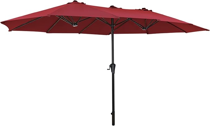 SUPERJARE 13FT Outdoor Umbrella for Patio, Double sided Pool Umbrellas with Fade Resistant Canopy, Large Table Umbrella for Deck, Market, Backyard - Burgundy