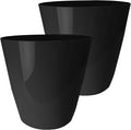 The HC Companies Aria Round Self-Watering Pot - Lightweight Plastic Planter for Herbs & More - Durable Plant Pots for Indoor Plants & Outdoor Plants (10" Glossy Black, Pack of 2)