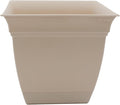 The HC Companies Eclipse Square Plastic Planter w/ Attached Saucer - Outdoor & Indoor Plant Pot with Drainage Holes - Lightweight, UV-Resistant Plastic Pots For Plants (12" Cottage Stone, Pack of 1)
