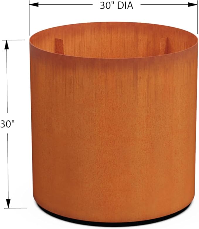 PLANTERCRAFT Corten Steel Metal Planter Box, Round Sizes, Modern Garden Steel planters for Commercial and Residential Outdoor Use.