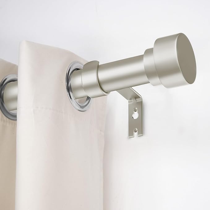 Time Forest Curtain Rods for Windows 66 to 120, 1 Inch Adjustable Heavy Duty Long Window Outdoor Curtain Rod for Patio, Drapery Rods with Simple End Caps, Size 32"-120", Brushed Nickel