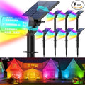 Solar Spot Lights Outdoor Waterproof IP65,[49 LEDs/8 Pack] RGB Halloween 7 Modes Christmas Color Changing Solar Spotlights, Adjustable Multicolor Landscape Flood Lights for Yard Garden Pathway