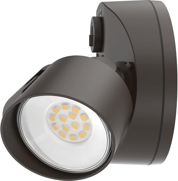 Lithonia Lighting HomeGuard 2-Light LED Outdoor Flood Lights, Outdoor LED Lights, Dusk to Dawn Sensor, Adjustable Lumens, 4000K Cool White, Round Heads, Dark Bronze (HGX LED 2RH ALO 40K 120 PE DDB)