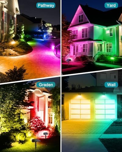 Solar Spot Lights Outdoor Waterproof IP65,[49 LEDs/8 Pack] RGB Halloween 7 Modes Christmas Color Changing Solar Spotlights, Adjustable Multicolor Landscape Flood Lights for Yard Garden Pathway