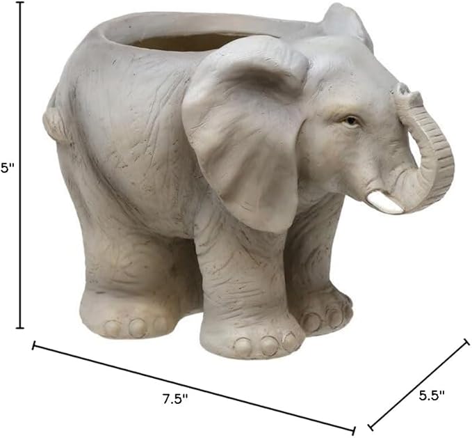 Spoontiques Decorative Flower Pots for Indoor and Outdoor Use – Hand Painted Resin Plant Pot – Home and Garden Décor (Elephant, 5" x 7.5" x 5.5")