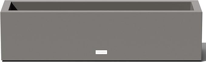 Veradek Block Series Window Box Planter - Rectangular Flower Pot for Indoor or Outdoor Window Sill/Balcony | All-Weather Use with Drainage Holes | Modern Décor for Succulents, Herbs, Small Plants