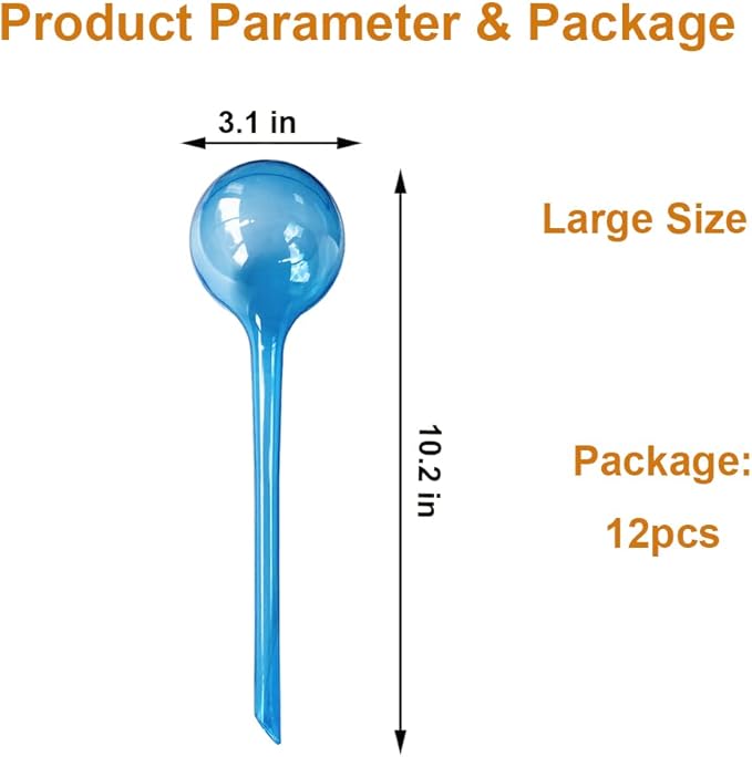 Large 12pcs Plant Watering Globes - Automatic Plant Watering Bulbs for Indoor & Outdoor Potted Plants, Durable Plastic Garden Watering Devices