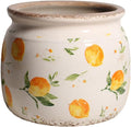 Lemon Summer Decor Plant Pot, 6 Inch Vintage Ceramic Planter with Drainage for Indoor Plants, Rustic Lemons Vase for Centerpieces, Mediterranean Kitchen Home Decor, Yellow Gifts for Gardening