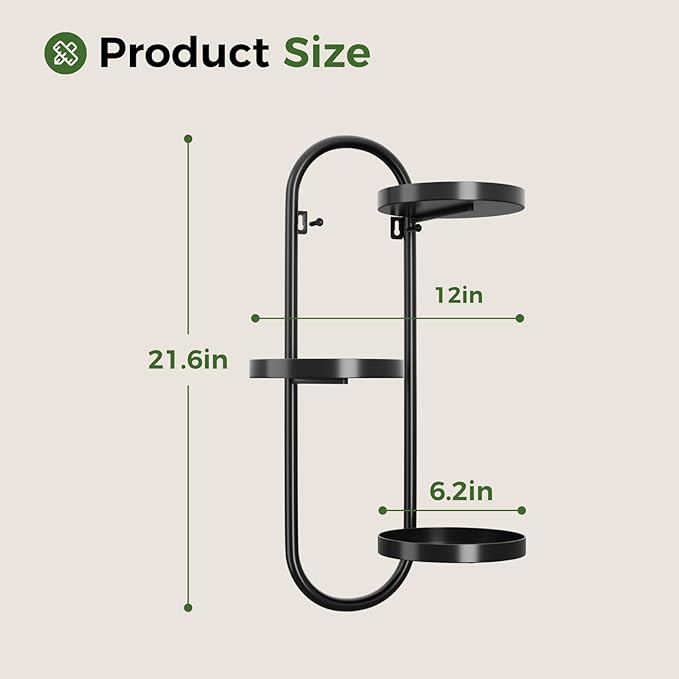 Wall Plant Holder 3 Tier Window Plant Shelves Metal Plant Wall Hanger for Indoor Plants Hanging Small Wall Shelf Living Room Balcony Black