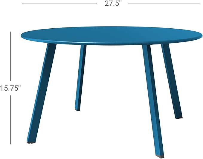 Grand patio 28-inch Round Steel Coffee Table, Outdoor Patio Side Table, Great for Backyard Patio Deck, Peacock Blue