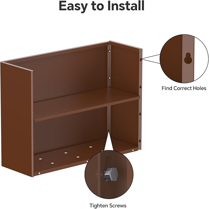 Galvanized Steel Planter Box with Removable Insert Shelf - 32x12x24 Inches Tall Planters for Outdoor&Indoor, Coffee