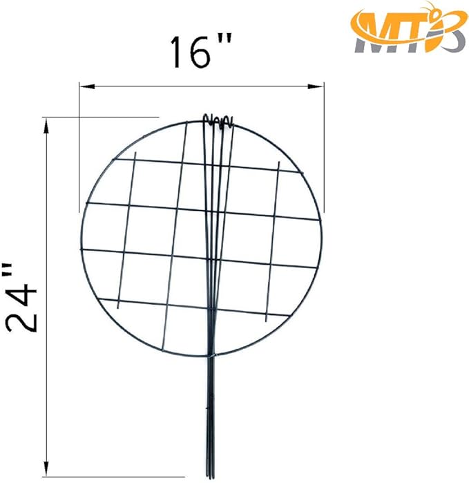 MTB Supply 5 Pack 16 x 24 inch Peony Cages,Grow Through Plant Support Stakes, Flower Support Hoops Heavy Plants Brace Rings