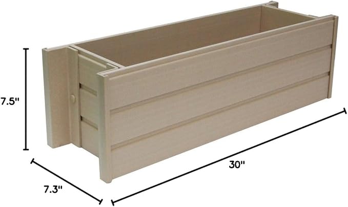 New Age Garden EPWB103-R30 ecoFLEX Rectangular Flower or Herb Window Box, 30" Wide, Tan