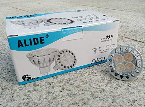 ALIDE 5W MR16 5000K Daylight White Led Bulbs GU5.3, MR16 20W 50 Watt Halogen Replacement, 12V Low Voltage Light Bulb for Accent Outdoor Landscape Track Lighting,Not Dimmable,500lm,38 Deg,6 Pack