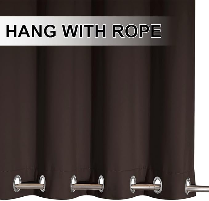 NICETOWN Outdoor Curtain 95 Long for Patio Waterproof, Thermal Insulated Blackout Curtain/Drape with Grommets on Top and Bottom for Indoors and Outdoors (1 Piece, 52 Inch by 95 Inch, Toffee Brown)