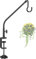 20 Inch Extended Reach Deck Hook Hanger for Railing, Heavy Duty Outdoor Plant Hook Holder for Hanging Bird Feeder Pole Deck Hanger Flower Basket Planter or Lanterns, Wind Chimes, 1 Pack