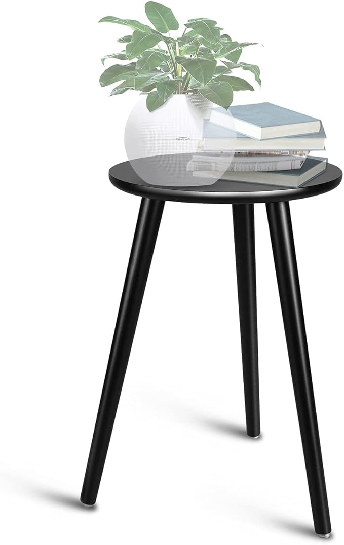 Uneedem Indoor Plant Stand, Modern Plant Table 16.5" Tall Wood Mid Century Flower Holder Small Round Side End Table