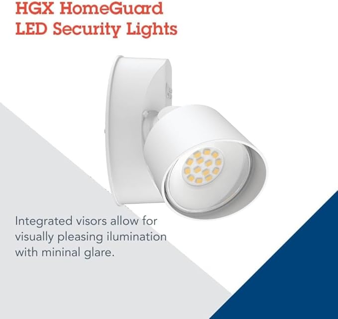Lithonia Lighting HomeGuard 2-Light LED Outdoor Flood Lights, Wall or Ceiling Mount Outdoor Lights, 4000K Cool White, Round Heads, White (HGX LED 2RH 40K 120 WH M2)
