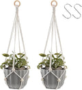 Artilady Hanging Planter for Indoor Plants Macrame Plant Hanger Large Hanging Plant Holder with Adjustable Beads Plants Basket White Rope Boho Plant Wall Decor (White Bead-2pcs)