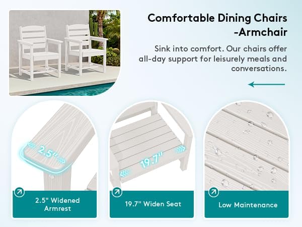 SERWALL 9 Piece Outdoor Dining Set, 84" HDPE Outdoor Table and Chairs for 8，All Weather Patio Furniture Set with Umbrella Hole for Backyard, Garden, White