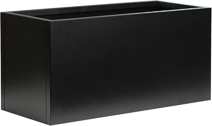 Galvanized Steel Metal Planter 25" L x 11" W x 13" H Rectangular Indoor Black Planter Box Large Outdoor Planters Steel Commercial Residential for Patio, Garden