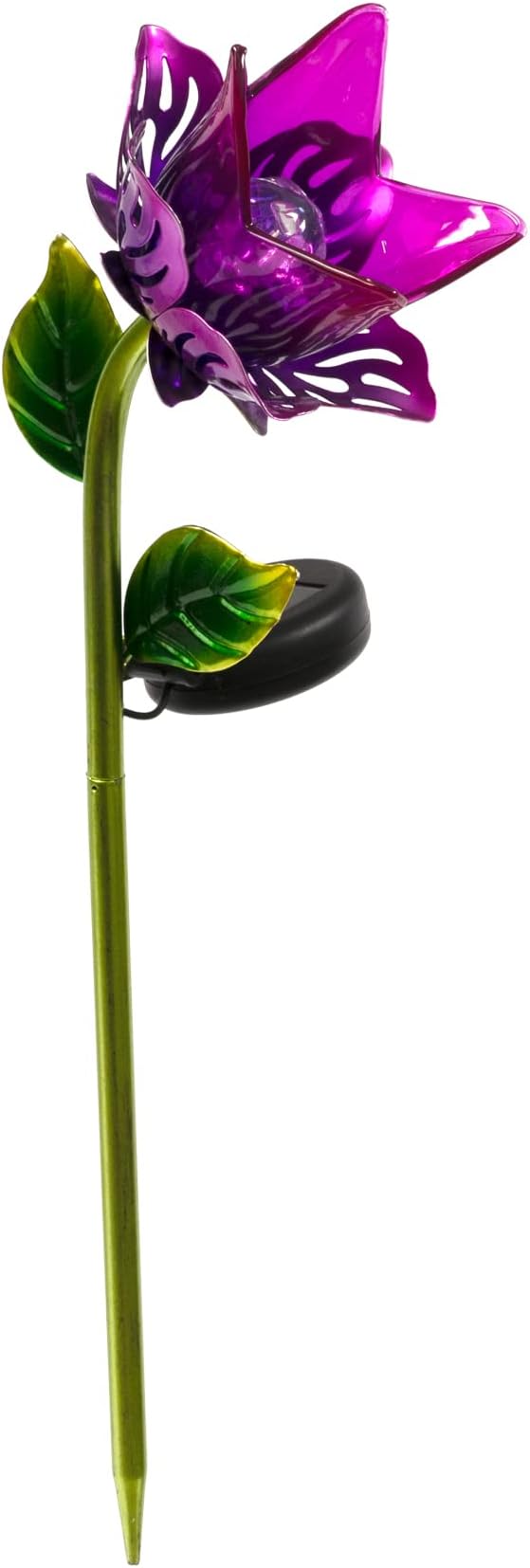 Crosslight Glass Flower Solar LED Waterproof Outdoor Garden Stake - Decorative Electronic Light Garden Decor for Yard, Lawn, Patio, Deck, Pathway, Pond, Backyard (Purple)