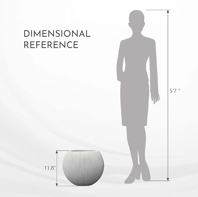 11.8" H X 14.5" D Round Plastic Planter with Drainage Hole & Plug, Large Lightweight Plant Pot, Stone Looking,Recyclable,Durable, Weather/UV Resistant for Indoor Outdoor, (8.9" Opening), Gray