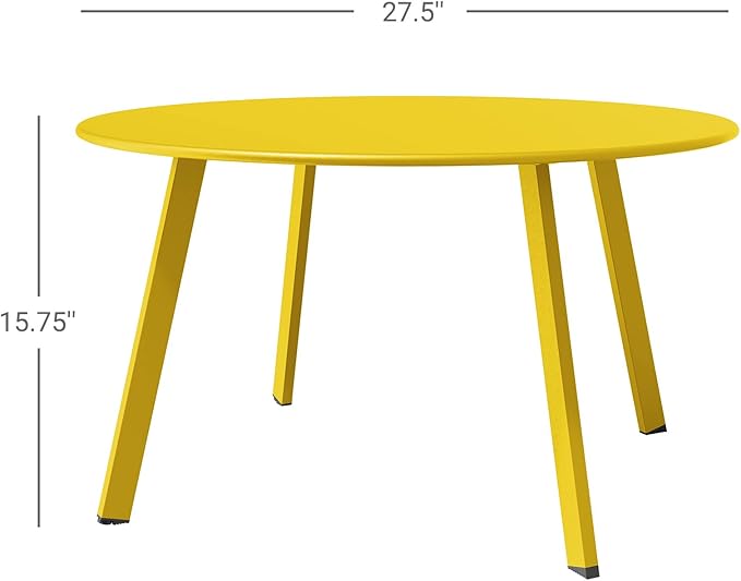 Grand patio Round Patio Coffee Table 2PC Weather Resistant Nesting Tables Including One Large Side Table and One Small End Table, Yellow
