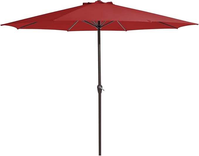 MEWAY 12ft Patio Umbrella Outdoor Table Umbrellas with Crank, Market Umbrella 8 Sturdy Ribs for Deck, Garden, Pool and Backyard, Red