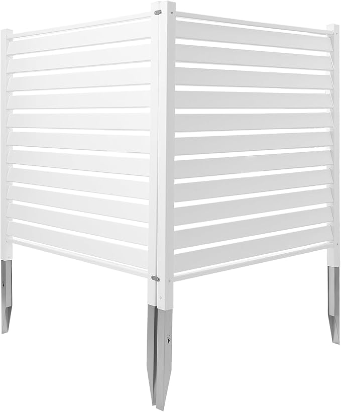 VEVOR 48" W x 48" H Vinyl Fence Panels, Air Conditioner Fence, Outdoor Privacy Screens for Trash Can, Pool Equipment Enclosure, Privacy Screen Kit Louvered Panels (2 Panels)