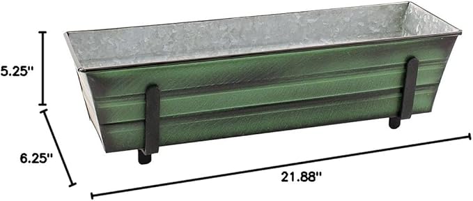 Achla Designs Galvanized Window Flower Box Planter-Green-Small (22" L x 6" W x 5" H)