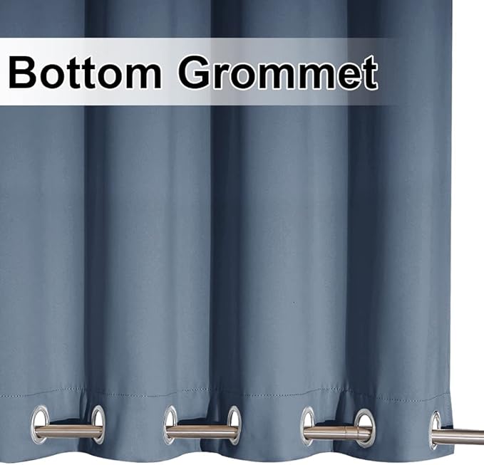 NICETOWN 2 Panels Outdoor Curtains for Patio Waterproof, Rustproof Top & Bottom Grommet Windproof Drapes Thermal Insulated Blackout Outdoor Blinds for Porch/Gazebo, W52 x L84, Stone Blue