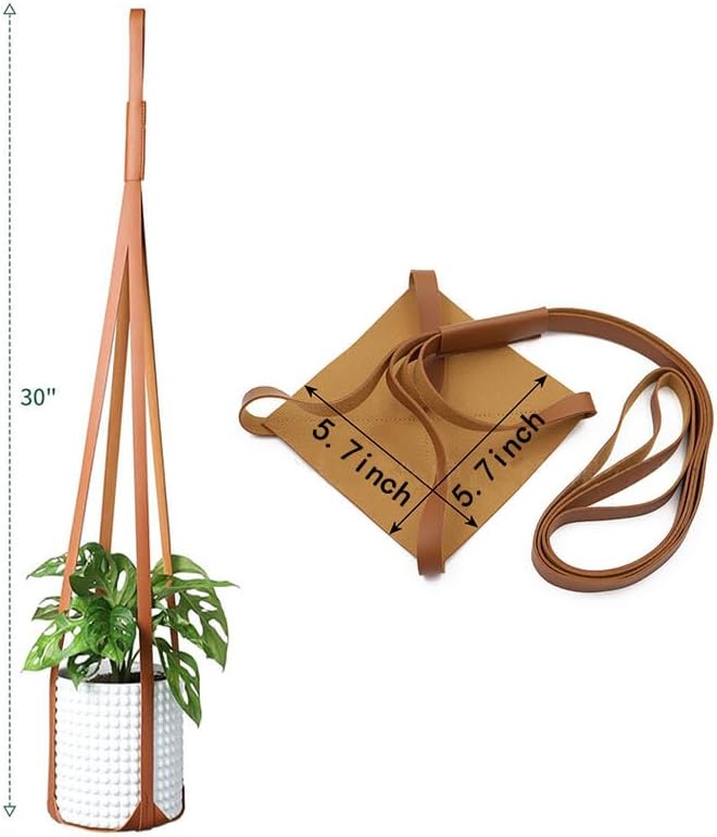 Plant Hangers PU Leather 2Pcs, Hanging Planters for Indoor and Outdoor for Wall Decor, Modern Minimalist Home Decoration for Plants Lovers Leather Rope (Plant and Pot Not Included) (Brown)