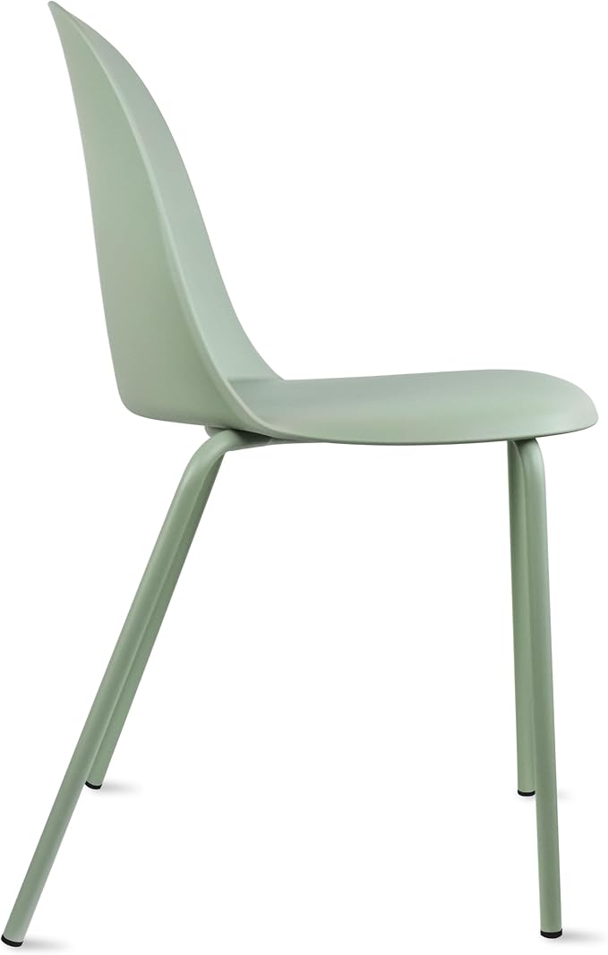 2xhome Modern Stackable Armless Dining Chair | Plastic Shell Seat with Metal Legs | Indoor or Outdoor Use | Home Kitchen Patio (4, Green, No Padding)