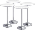 Furmax Bistro Pub Table Round Bar Height Cocktail Table for Home Bar, Small Round Bar Tables for Party, Dining Room, Living Room and Wedding, Metal Base MDF Top Obsidian, 40.6 Inch Height (4, White-2)