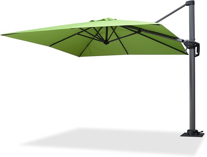 PURPLE LEAF 8' X 8' Patio Umbrella with Steel Plate Base for Pool 7' High Offset Outdoor Cantilever Umbrella Swimming Pool Umbrella with 360°Rotation for Poolside Apple Green