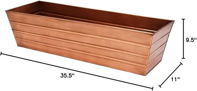 Achla Designs C-21C Plated Flower Box, Window Flowerbox Planter, Large, Copper