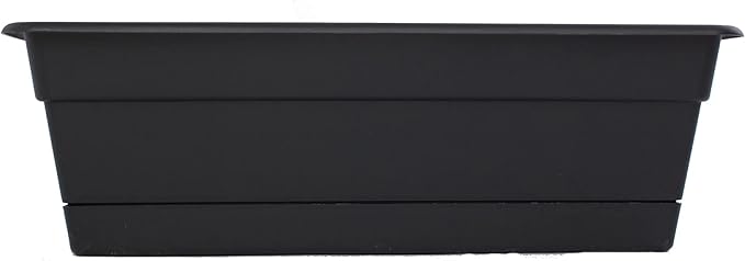 Bloem Dura Cotta 18" Black Resin Rectangle Window Box Planter with Saucer Tray for Indoor and Outdoor Gardening