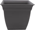 The HC Companies Eclipse Square Plastic Planter w/ Attached Saucer - Outdoor & Indoor Plant Pot with Drainage Holes - Lightweight, UV-Resistant Plastic Pots For Plants (6” Warm Gray, Pack Of 1)