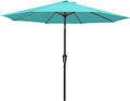 MEWAY 9ft Patio Umbrella Outdoor Table Umbrellas with Push Button Tilt and Crank, Market Umbrella 8 Sturdy Ribs for Deck, Garden, Pool and Backyard, Teal