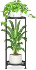 iDavosic.ly 2 Tier Corner Plant Stand Indoor, Tall Vertical Metal Flower Heavy Duty Pot Holder Shelf Outdoor for Patio Porch Living Room, Modern Black - Round