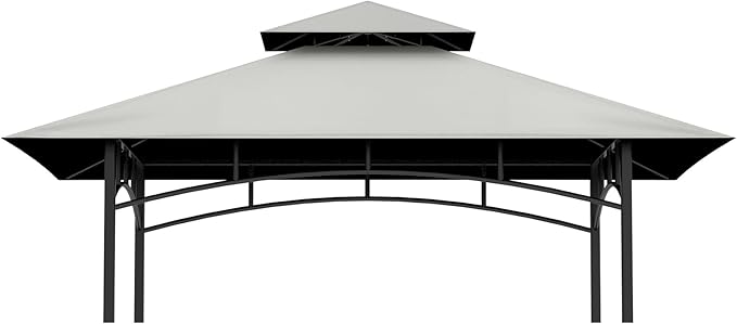 Grill Gazebo Replacement Top, 5 * 8 Outdoor BBQ Top Cover, Double Layer BBQ Gazebo Top Canopy for Model #L-GG001PST-F (Gray)