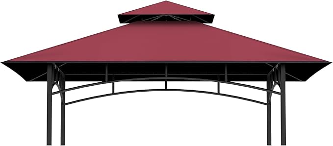 Grill Gazebo Replacement Top, 5 * 8 Outdoor BBQ Top Cover, Double Layer BBQ Gazebo Top Canopy for Model #L-GG001PST-F (Burgundy)