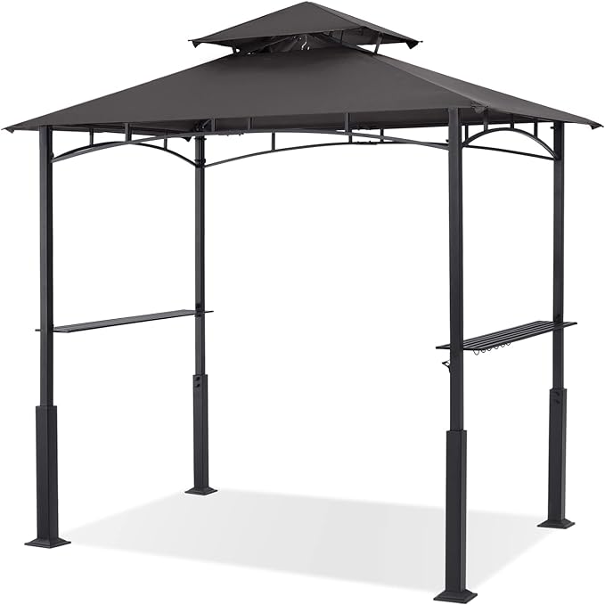 ABCCANOPY 8x5 Grill Gazebo - Outdoor BBQ Canopy Shelter with Led Light for Patio Backyard Grilling (Dark Grey)