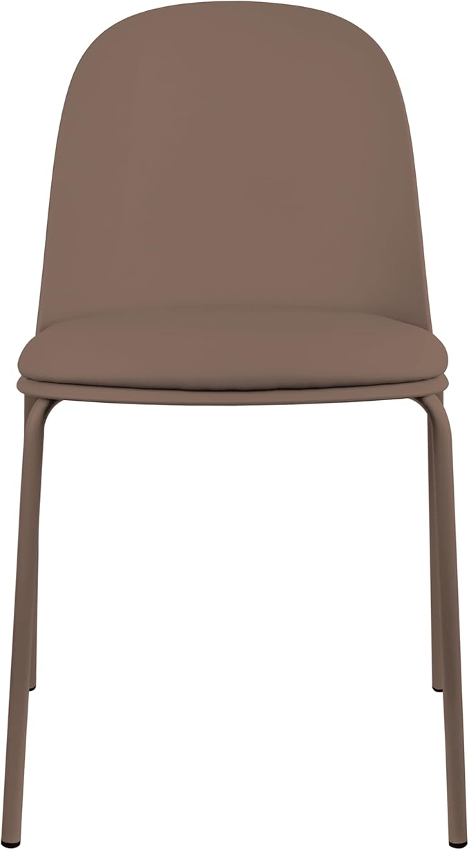 2xhome Parent Modern Stackable Armless Dining Chair | Plastic Shell Seat with Metal Legs | Indoor or Outdoor Use | Home Kitchen Patio (1, Brown, Padded Seat)