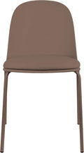 2xhome Parent Modern Stackable Armless Dining Chair | Plastic Shell Seat with Metal Legs | Indoor or Outdoor Use | Home Kitchen Patio (1, Brown, Padded Seat)