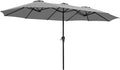 SUPERJARE 15FT Outdoor Umbrella for Patio, Double sided Pool Umbrellas with Fade Resistant Canopy, Large Table Umbrella for Deck, Market, Backyard - Gray