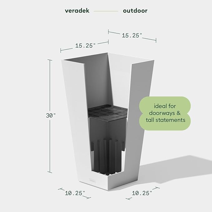 Veradek V-Resin Indoor/Outdoor Taper Planter (30 inch, White)